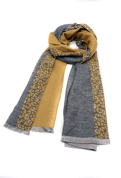 Delia Animal Print Scarf Mustard