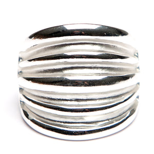 Ridged Front Ring Silver