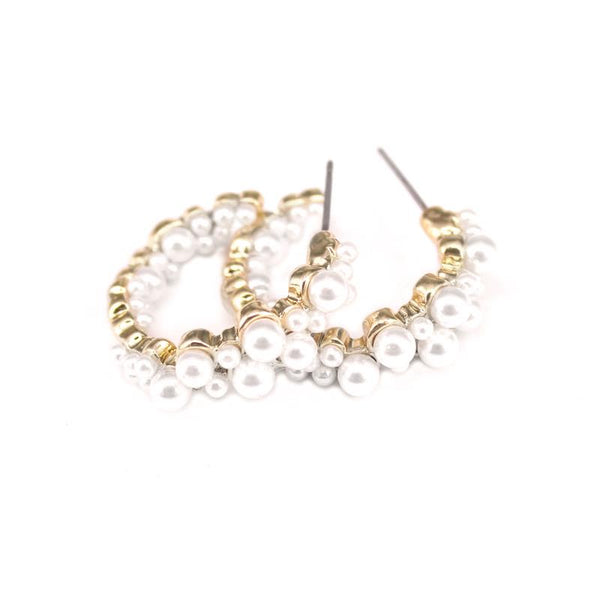 Edith Irregular cluster pearl hoop earring in gold