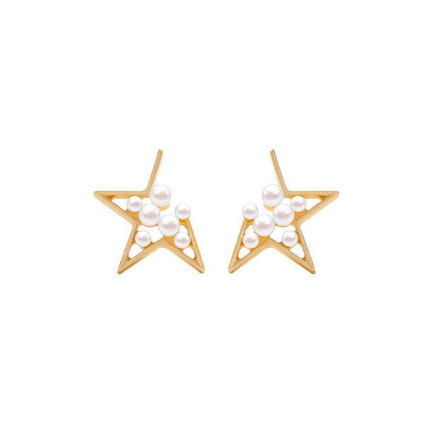 Eilis Open Star Earring with Inner Pearls