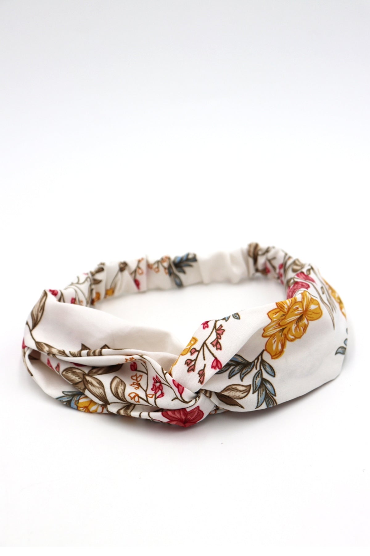Ellen Fabric Headband Floral Print White