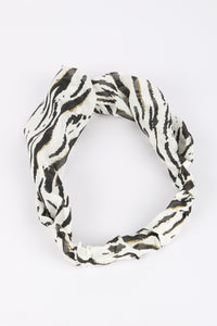 Ellen Fabric Headband White Print
