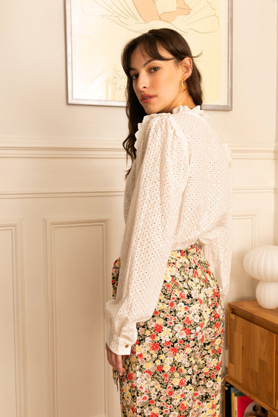 Eloise White Broderie Anglaise Blouse