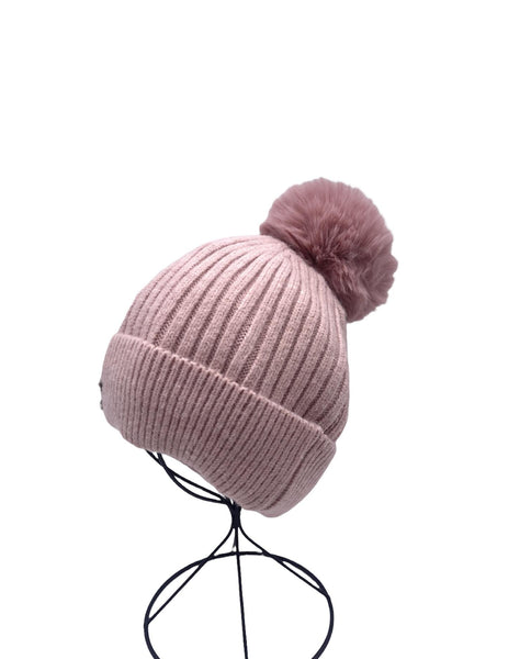 Elyna Pink Pom Hat with Embellished Snowflake