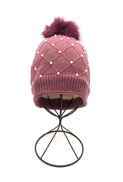 Emily Pearl Detail Pom Hat