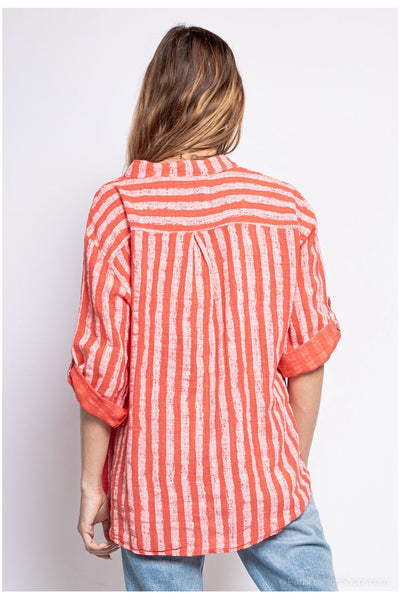 Emma Shirt Coral Stripe