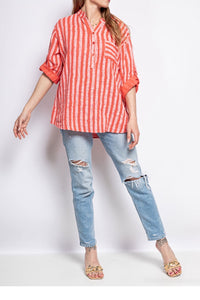 Emma Shirt Coral Stripe