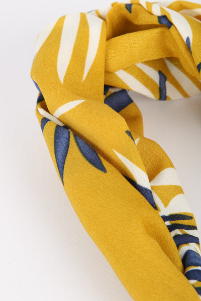 Ellen Fabric Headband Yellow Palm Print