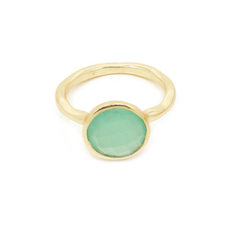 Nicola Faceted Aqua Chalcedony Twisted Gold Ring