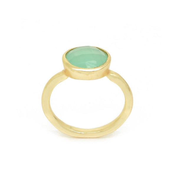 Nicola Faceted Aqua Chalcedony Twisted Gold Ring
