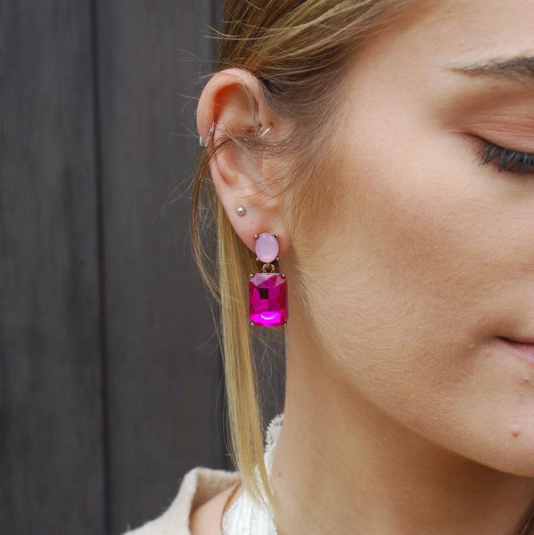 Faith Double Pink Crystal Earrings