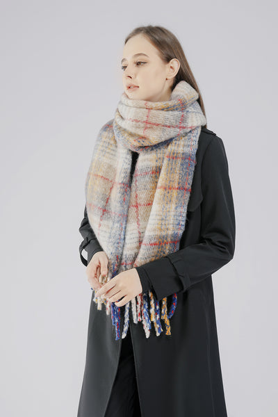 Faye Check Winter Scarf Taupe