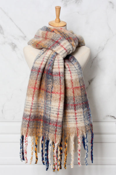 Faye Check Winter Scarf Taupe
