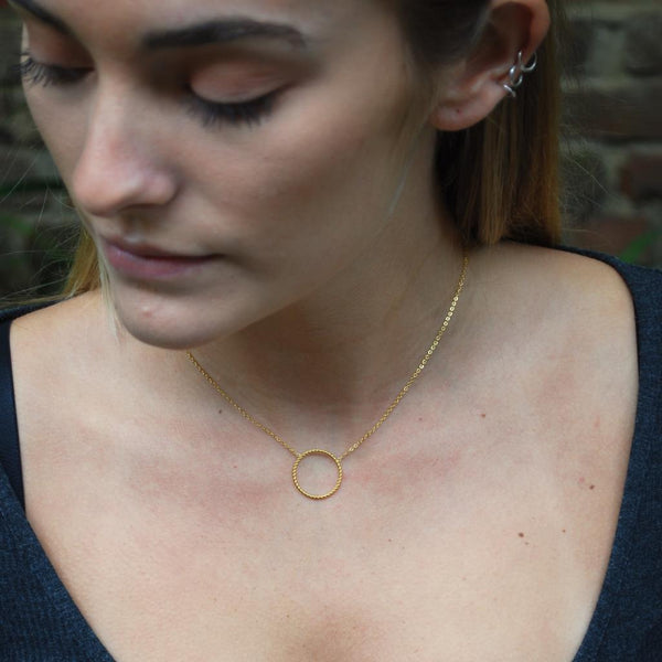 Fiona Single Hoop Gold Necklace