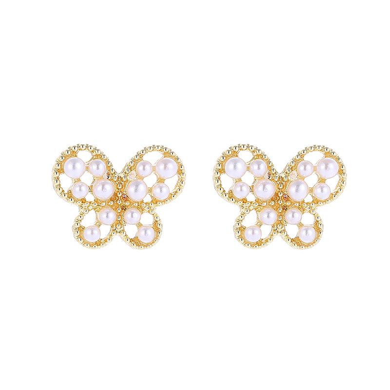 Flori pearl butterfly gold earring
