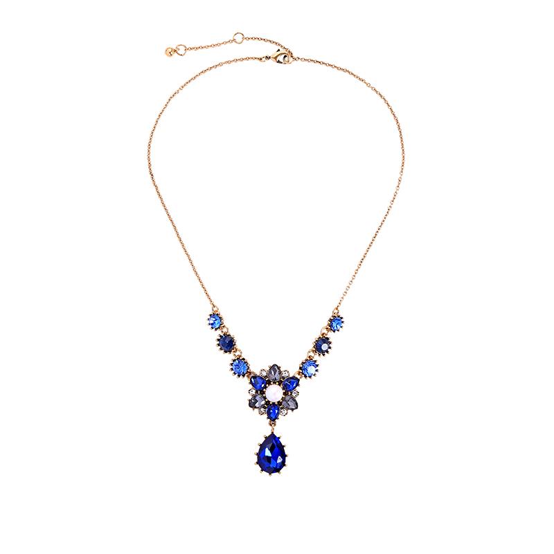 Paris Blue and Navy Teardrop Necklace