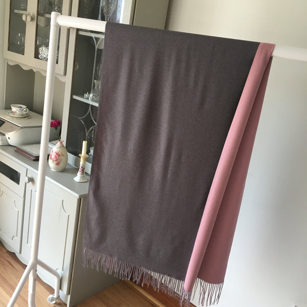 Grey and Pink Reversible Scarf