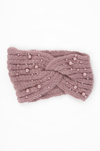 Hannah pearl embellished knit headband lilac