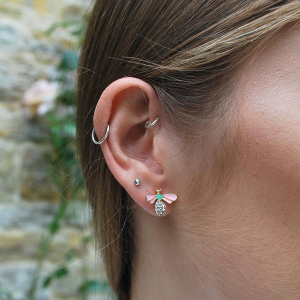Hazel Bee Earring Pink and Mint