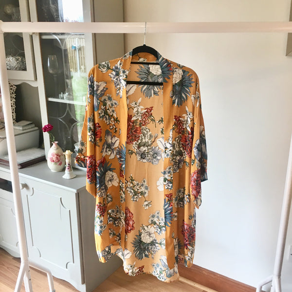 Hinata Yellow Floral Kimono