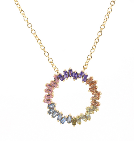 Judith Multi Colour Cubic Zirconia Crystal Hoop Necklace