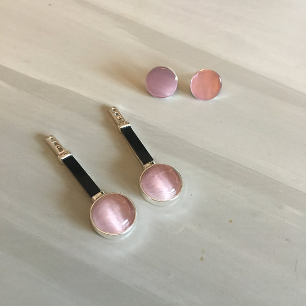 The Moon Earrings Silver/Light Pink