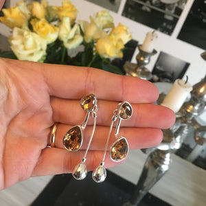 The Drop Earrings Silver/Amber