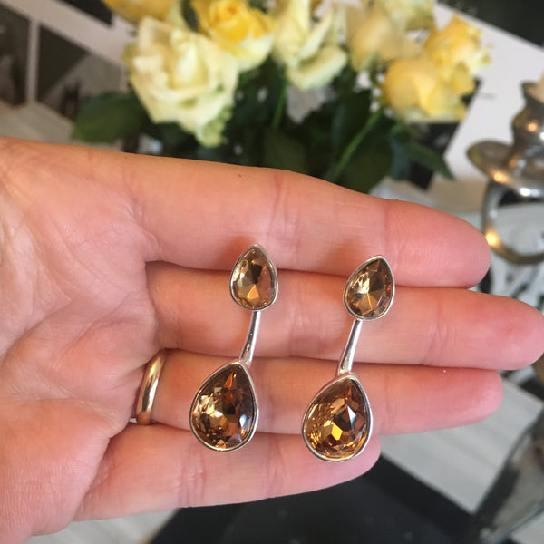 The Drop Earrings Silver/Amber