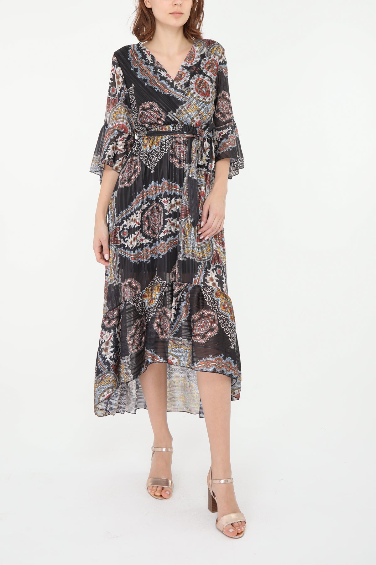 Niamh Black Paisley Print Dress