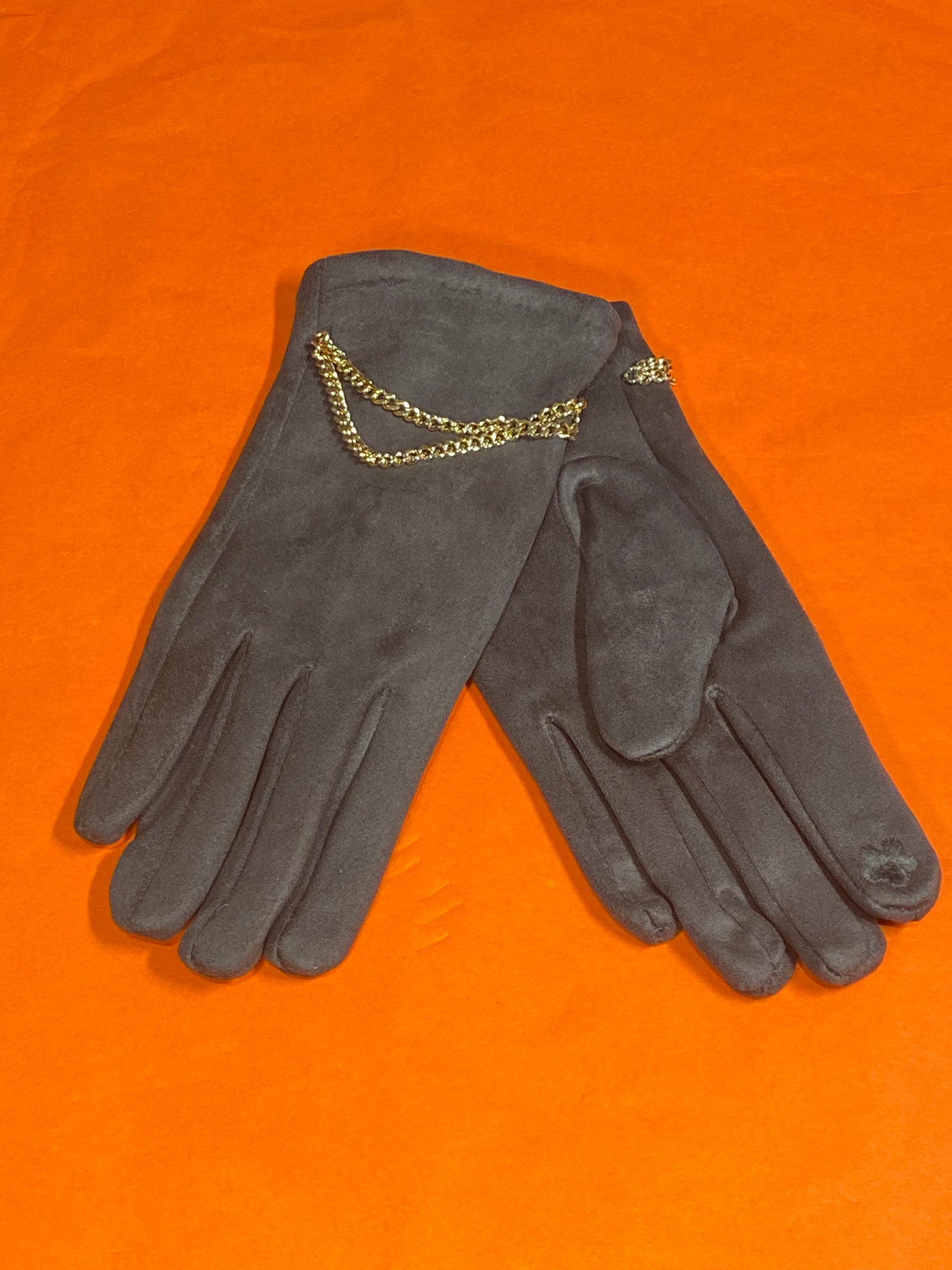 Jaelynn gold chain gloves grey LAST PAIR