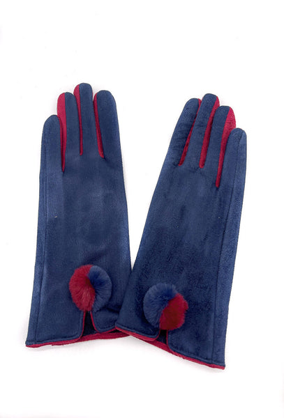 Janice Pom Touch Screen Gloves Navy