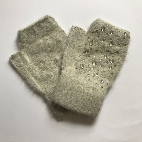 Jayde Grey Fingerless Embellished Gloves