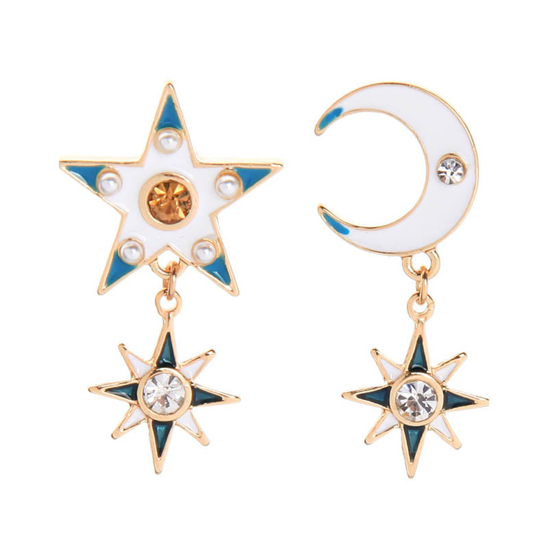 Jessa Enamel Star & Moon Earrings