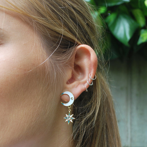 Jessa Enamel Star & Moon Earrings