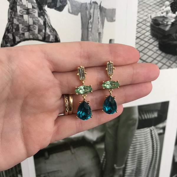 Joy Triple Drop Earring Turquoise and Aqua