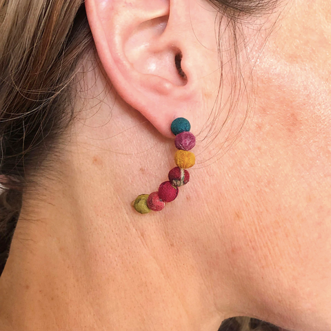 Kantha Beaded Hoop Earrings | WorldFinds