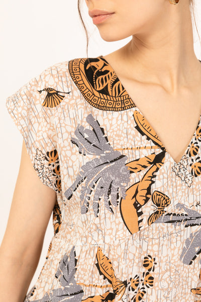 Kate Safari Print Flowy Midi Dress