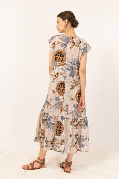 Kate Safari Print Flowy Midi Dress
