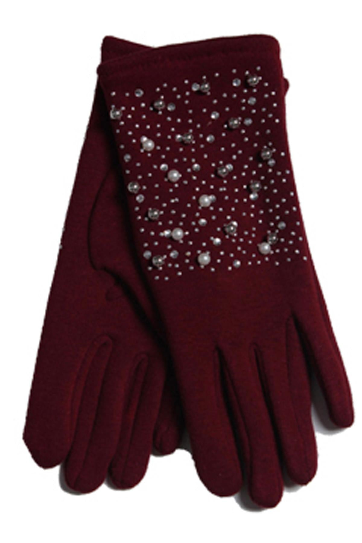 Kaya embellished burgundy gloves LAST PAIR