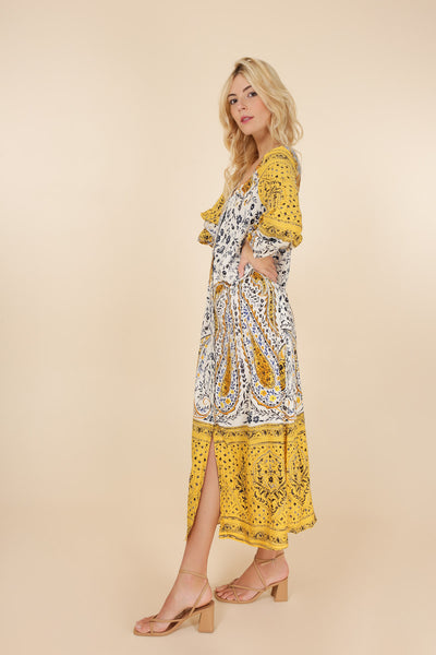 Kyra yellow and white print maxi dress ONE SIZE 12 LEFT