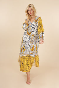 Kyra yellow and white print maxi dress ONE SIZE 12 LEFT