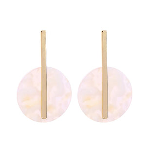 April Resin Disc Earrings with Gold Bar