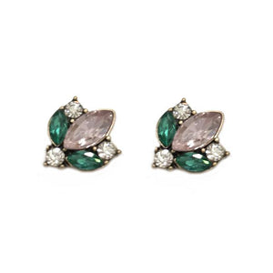 Aoife Pink and Green Crystal Cluster Earring