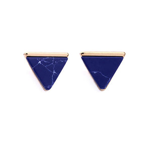 Blue Marble Pyramid Earrings