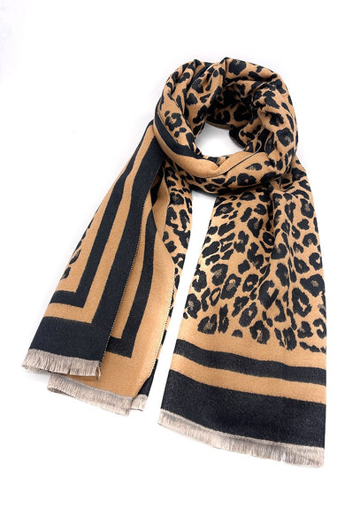 Laurie Animal Print Scarf Camel
