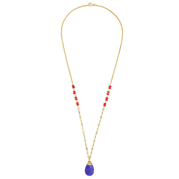 Rita Long Blue Pendant Necklace