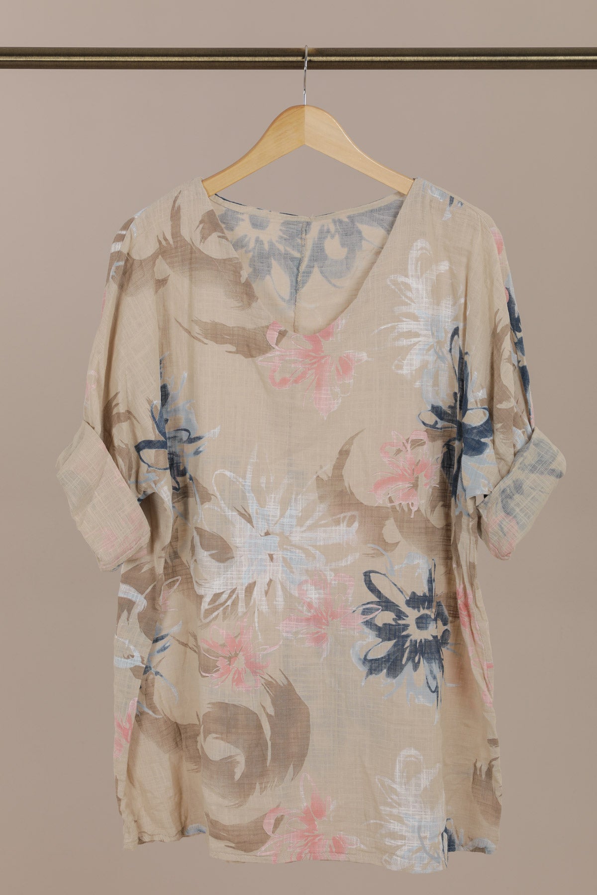Lucille Beige Floral Print Tunic