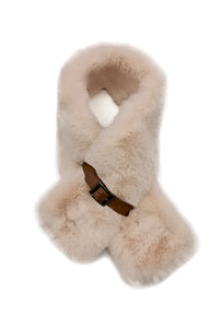 Mairead Cream Faux Fur Scarf with Belt Detail