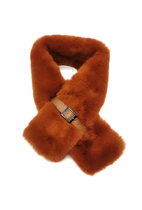 Mairead Caramel Faux Fur Scarf with Belt Detail