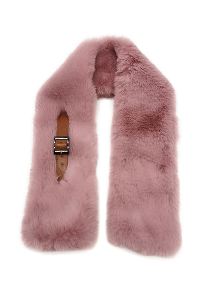 Mairead Dusky Pink Faux Fur Scarf with Belt Detail